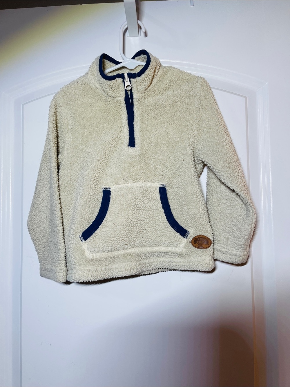 Bass Pro Shops Cream Sherpa Half-Zip Pullover with Navy Accents